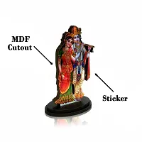 Stylewell Mdf Cutout Standing Lord Radha Krishna with Flute/basuri Wooden Sticker Statue-thumb1