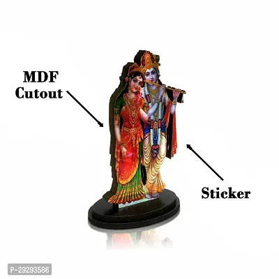 Stylewell Mdf Cutout Standing Lord Radha Krishna with Flute/basuri Wooden Sticker Statue-thumb2