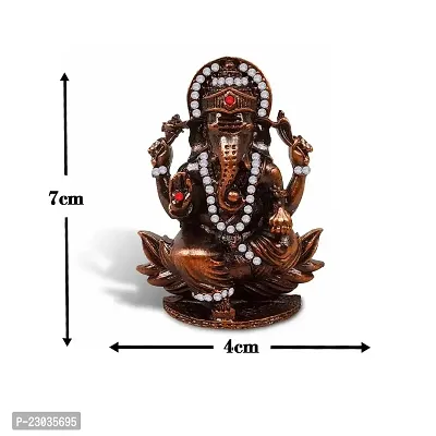 Stylewell Lord Ganesh | Ganpati | Vighanharta Lotus Idol (Prince St-506) Copper Color Metal God Stand Statue for Home/ Mandir/office Table Decor /Car Dashboard Murti Showpiece-thumb2