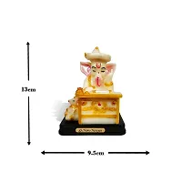 Stylewell Vighnaharta/ganpati/bappa Sitting with Table and Mushak/chuha Idol( Ganesh/model No-2165) Multicolor Unbreakable Radium God Stand for Home Decor/car Dashboard/mandir Pooja Murti/temple Puja/office Table Showpiece-thumb1