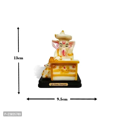 Stylewell Vighnaharta/ganpati/bappa Sitting with Table and Mushak/chuha Idol( Ganesh/model No-2165) Multicolor Unbreakable Radium God Stand for Home Decor/car Dashboard/mandir Pooja Murti/temple Puja/office Table Showpiece-thumb2