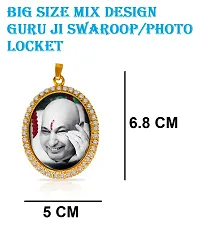 Stylewell JAR0544 Big Size (Mix Design Swaroop/Photo) Golden Color Unisex Metal Oval Shape Diamond Nug Engraved/Studded Shukrana Blessing's Always Jai Guru Ji Swaroop/Photo Locket Pendant Necklace-thumb1