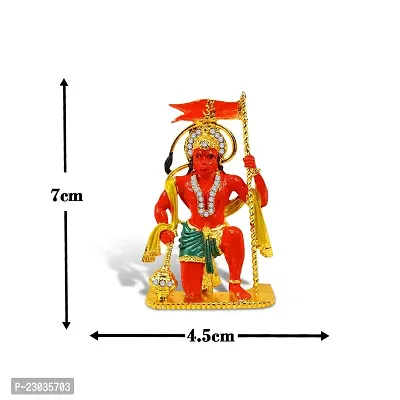 Stylewell Lord Bajrangbali | Dhawaj Hanuman Idol (St-1103) Multicolor Metal God Stand Statue for Home/ Mandir/office Table Decor /Car Dashboard Murti Showpiece-thumb2