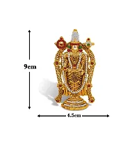 Stylewell Lord Tirupati Balaji/venkateswara/vyankatesh Golden Flower Mala God Stand Idol (St-2041) Golden Antique Metal for Home Decor/car Dashboard/mandir Pooja Murti/temple Puja/office Table Showpiece-thumb1