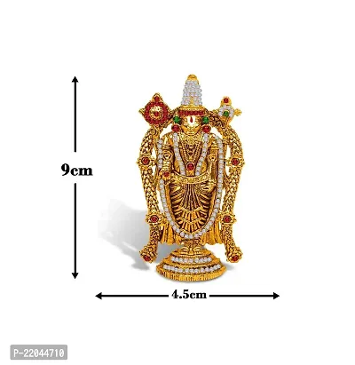 Stylewell Lord Tirupati Balaji/venkateswara/vyankatesh Golden Flower Mala God Stand Idol (St-2041) Golden Antique Metal for Home Decor/car Dashboard/mandir Pooja Murti/temple Puja/office Table Showpiece-thumb2