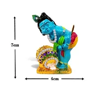 Stylewell Bal Gopal Krishna with Makhan Mutki Idol (St-949) Multicolor Metal God Stand Statue for Home/ Mandir/office Table Decor /Car Dashboard Murti Showpiece-thumb1