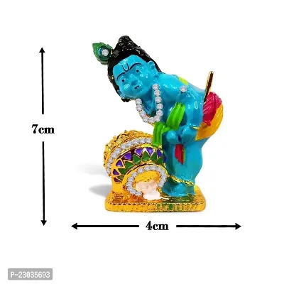 Stylewell Bal Gopal Krishna with Makhan Mutki Idol (St-949) Multicolor Metal God Stand Statue for Home/ Mandir/office Table Decor /Car Dashboard Murti Showpiece-thumb2