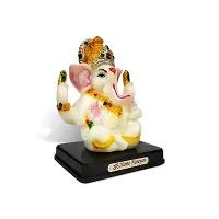 Stylewell Sitting Vighnaharta/ganpati/bappa Idol( Mukut Ganesha /Model No-2027) Multicolor Unbreakable Radium God Stand for Home Decor/car Dashboard/mandir Pooja Murti/temple Puja/office Table Showpiece-thumb2