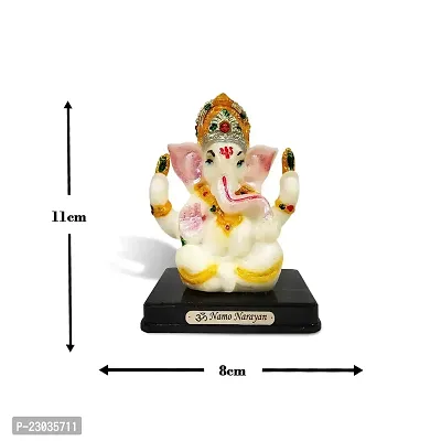 Stylewell Sitting Vighnaharta/ganpati/bappa Idol( Mukut Ganesha /Model No-2027) Multicolor Unbreakable Radium God Stand for Home Decor/car Dashboard/mandir Pooja Murti/temple Puja/office Table Showpiece-thumb2