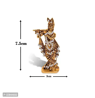 Stylewell KHRI0314 Krishna/kahna Standing with Flute White Stone Idol (St-562) Golden Color Metal God Stand for Home Dcor/car Dashboard/mandir Pooja Murti/temple Puja/office Table Showpiece-thumb2