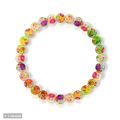 (Stretchable) Multicolor Color 8mm Moti Pearl Bead Natural Feng-Shui Healing Howlite Crystal Gem Marble Stone Wrist Band Elastic Bracelet For Men's  Women's-thumb0