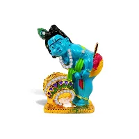 Stylewell Bal Gopal Krishna with Makhan Mutki Idol (St-949) Multicolor Metal God Stand Statue for Home/ Mandir/office Table Decor /Car Dashboard Murti Showpiece-thumb4