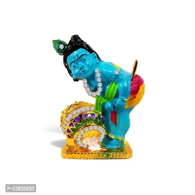 Stylewell Bal Gopal Krishna with Makhan Mutki Idol (St-949) Multicolor Metal God Stand Statue for Home/ Mandir/office Table Decor /Car Dashboard Murti Showpiece-thumb5