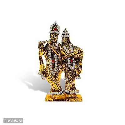 Stylewell Lord Radha Krishn / Krishna Standing Idol (St-509) Golden Antique Metal God Stand Statue for Home/ Mandir/office Table Decor /Car Dashboard Murti Showpiece-thumb5