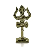 Metal Shiv,mahadev Big Trishul,trident with Damaru Double Side God Stand for Gifting Small Size (10 X 3.5 Cm) Metalic Green Pack of 1-thumb3