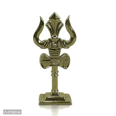 Metal Shiv,mahadev Big Trishul,trident with Damaru Double Side God Stand for Gifting Small Size (10 X 3.5 Cm) Metalic Green Pack of 1-thumb4