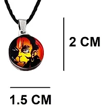 Stylewell (Set Of 2 Pcs) JAR0539-02 Small Dual Side Mahabali Mahavir Flying Lord Shri Bajrangbali Sankat Mochan Ram Bhakt Pavan Putara Om Hanuman Pendant Locket Necklace with Cotton Thread Dori-thumb1