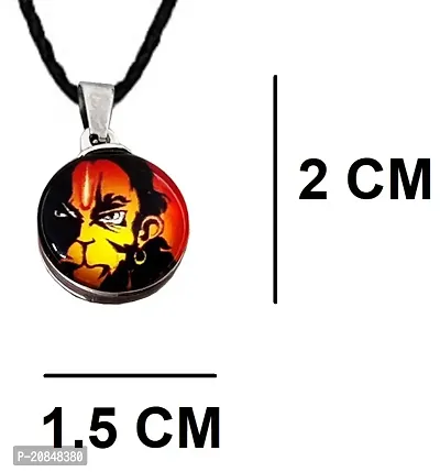 Stylewell (Set Of 2 Pcs) JAR0539-02 Small Dual Side Mahabali Mahavir Flying Lord Shri Bajrangbali Sankat Mochan Ram Bhakt Pavan Putara Om Hanuman Pendant Locket Necklace with Cotton Thread Dori-thumb2