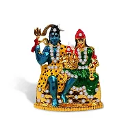 Stylewell Lord Shiv Parivar| Shiv-Leela| Idol (St-696) Multicolor Metal God Stand Statue for Home/ Mandir/office Table Decor /Car Dashboard Murti Showpiece-thumb4