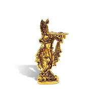 Stylewell KHRI0314 Krishna/kahna Standing with Flute White Stone Idol (St-562) Golden Color Metal God Stand for Home Dcor/car Dashboard/mandir Pooja Murti/temple Puja/office Table Showpiece-thumb3