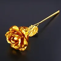 Stylewell Golden Rose Flower with Golden Leaf with Gift Box Valentine Gift with Gold Plated Flower Bracelet for Girlfriend, Boyfriend, Husband and Wife Special Gift Pack-thumb1