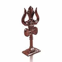 Metal Shiv,mahadev Big Trishul,trident with Damaru Double Side God Stand  Small Size (10 X 3.5 Cm) Copper Color Pack of 1-thumb3