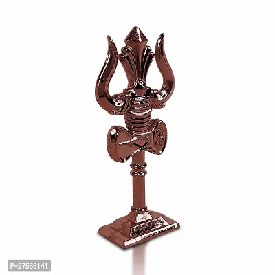 Metal Shiv,mahadev Big Trishul,trident with Damaru Double Side God Stand  Small Size (10 X 3.5 Cm) Copper Color Pack of 1-thumb4