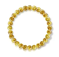 (Stretchable) Yellow Color 8mm Moti Bead Pearl Natural Feng-Shui Healing Howlite Crystal Gem Marble Stone Elastic Wrist Band Bracelet For Boy's  Girl's-thumb1