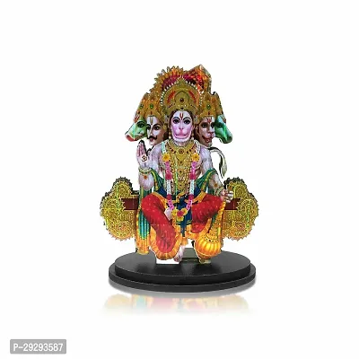 Stylewell Mdf Cutout Sitting Punchmukhi Hanuman/bajrang Bali Wooden Sticker Statue Car-thumb0