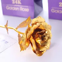 Stylewell Golden Rose Flower with Golden Leaf with Gift Box Valentine Gift with Gold Plated Flower Bracelet for Girlfriend, Boyfriend, Husband and Wife Special Gift Pack-thumb2