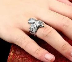 Stylewell Silver Color Unisex Stylish Stainless Steel Adjustable Funky Flying Eagle/Vulture Thumb Open Cuff Finger/Knuckle Ring (Free Size)-thumb3