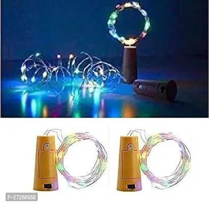 Stylewell 20 Multicolor Led Wine Bottle Cork Copper 3.05 Mtr Wire String, 2m Battery Operated Lights for Wine Bottle Glass Jar Painted Transparent Container Cafe((Multicolor,Pack Of 2)