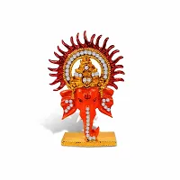 Stylewell Lord Sun Ganesha | Ganpati | Vighanharta Face Idol (St-1217) Multicolor Metal God Stand Statue for Home/ Mandir/office Table Decor /Car Dashboard Murti Showpiece-thumb4