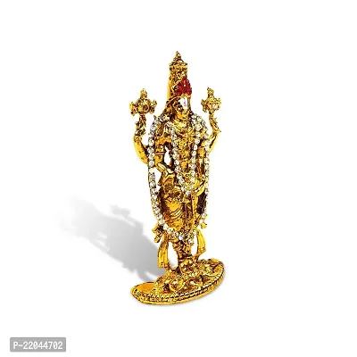 Stylewell Lord Tirupati Balaji/venkateswara/vyankatesh White Stone Mala Idol (St-1099) Golden Antique Metal God Stand for Home Decor/car Dashboard/mandir Pooja Murti/temple Puja/office Table Showpiece-thumb3