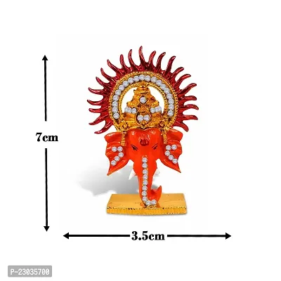 Stylewell Lord Sun Ganesha | Ganpati | Vighanharta Face Idol (St-1217) Multicolor Metal God Stand Statue for Home/ Mandir/office Table Decor /Car Dashboard Murti Showpiece-thumb2