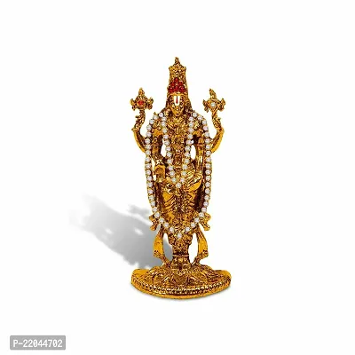 Stylewell Lord Tirupati Balaji/venkateswara/vyankatesh White Stone Mala Idol (St-1099) Golden Antique Metal God Stand for Home Decor/car Dashboard/mandir Pooja Murti/temple Puja/office Table Showpiece-thumb5