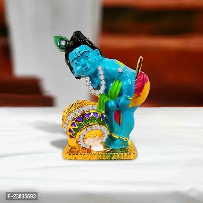 Stylewell Bal Gopal Krishna with Makhan Mutki Idol (St-949) Multicolor Metal God Stand Statue for Home/ Mandir/office Table Decor /Car Dashboard Murti Showpiece