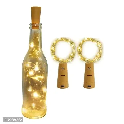 Stylewell 20 Led Wine Bottle Cork Copper 3.05 Mtr Wire String, 2m Battery Operated Lights for Wine Bottle Glass Jar Painted Transparent Container Cafe(Yellow Color,Pack Of 2)-thumb0