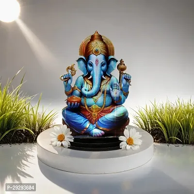 Stylewell Mdf Cutout Ganpati/ganesha/vighanharta Wooden Sticker Statue Car Dashboard Stand-thumb0