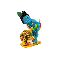 Stylewell Bal Gopal Krishna with Makhan Mutki Idol (St-949) Multicolor Metal God Stand Statue for Home/ Mandir/office Table Decor /Car Dashboard Murti Showpiece-thumb2