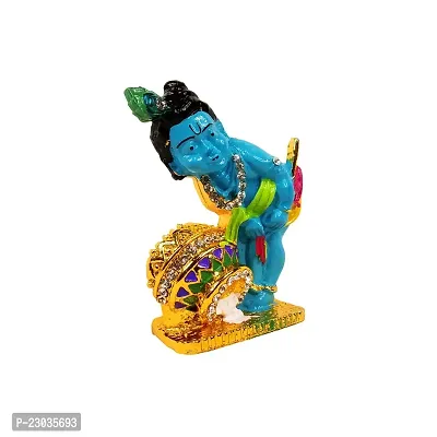 Stylewell Bal Gopal Krishna with Makhan Mutki Idol (St-949) Multicolor Metal God Stand Statue for Home/ Mandir/office Table Decor /Car Dashboard Murti Showpiece-thumb3