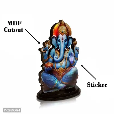 Stylewell Mdf Cutout Ganpati/ganesha/vighanharta Wooden Sticker Statue Car Dashboard Stand-thumb2