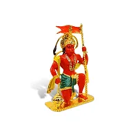 Stylewell Lord Bajrangbali | Dhawaj Hanuman Idol (St-1103) Multicolor Metal God Stand Statue for Home/ Mandir/office Table Decor /Car Dashboard Murti Showpiece-thumb2