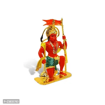 Stylewell Lord Bajrangbali | Dhawaj Hanuman Idol (St-1103) Multicolor Metal God Stand Statue for Home/ Mandir/office Table Decor /Car Dashboard Murti Showpiece-thumb3