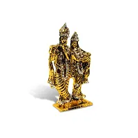 Stylewell Lord Radha Krishn / Krishna Standing Idol (St-509) Golden Antique Metal God Stand Statue for Home/ Mandir/office Table Decor /Car Dashboard Murti Showpiece-thumb2