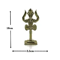 Metal Shiv,mahadev Big Trishul,trident with Damaru Double Side God Stand for Gifting Small Size (10 X 3.5 Cm) Metalic Green Pack of 1-thumb1