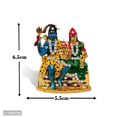 Stylewell Lord Shiv Parivar| Shiv-Leela| Idol (St-696) Multicolor Metal God Stand Statue for Home/ Mandir/office Table Decor /Car Dashboard Murti Showpiece-thumb2