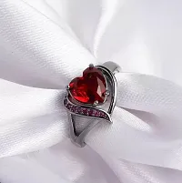 Stylewell Valentine's Day Adjustable/Openable Size Stainless Steel Crystal Diamond Nug/Stone Studded Romantic Love Blood Red  Pink Heart Shape Charming Thumb Knuckle Finger Rings For Girl's  Women's-thumb1