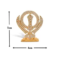 Stylewell Sikh Religious Symbol Khanda Sahib Idol (Prince St-846) Golden Color Metal God Stand Statue for Home/ Mandir/office Table Decor /Car Dashboard Murti Showpiece-thumb1