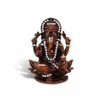 Stylewell Lord Ganesh | Ganpati | Vighanharta Lotus Idol (Prince St-506) Copper Color Metal God Stand Statue for Home/ Mandir/office Table Decor /Car Dashboard Murti Showpiece-thumb4